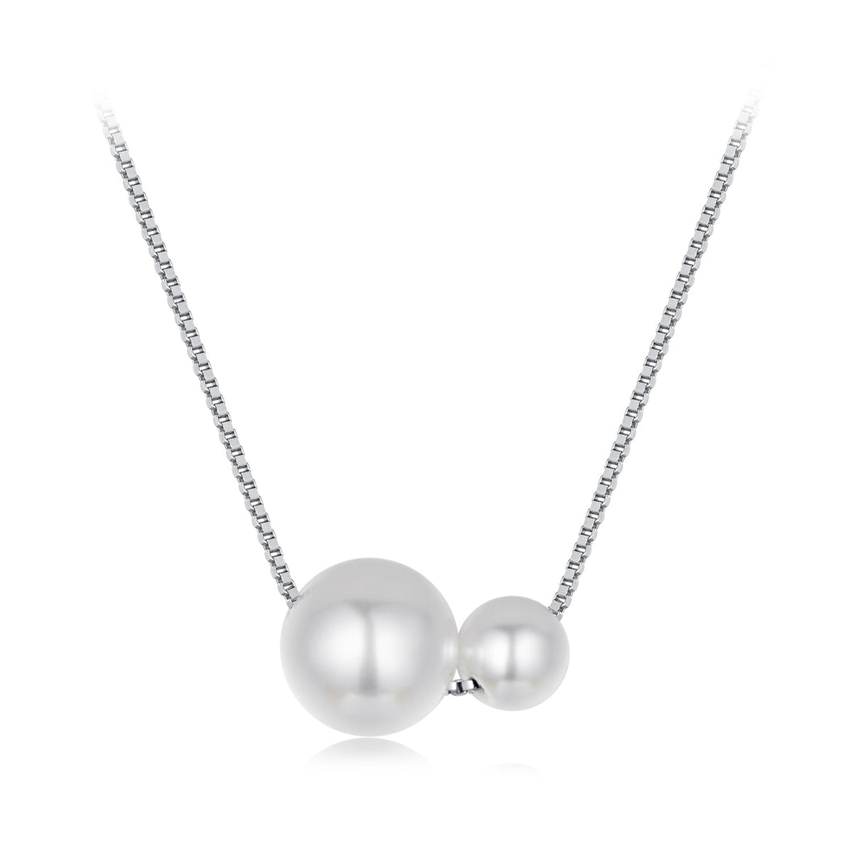 Sterling Silver White Gold Plated Shell Pearl Adjustable Necklace