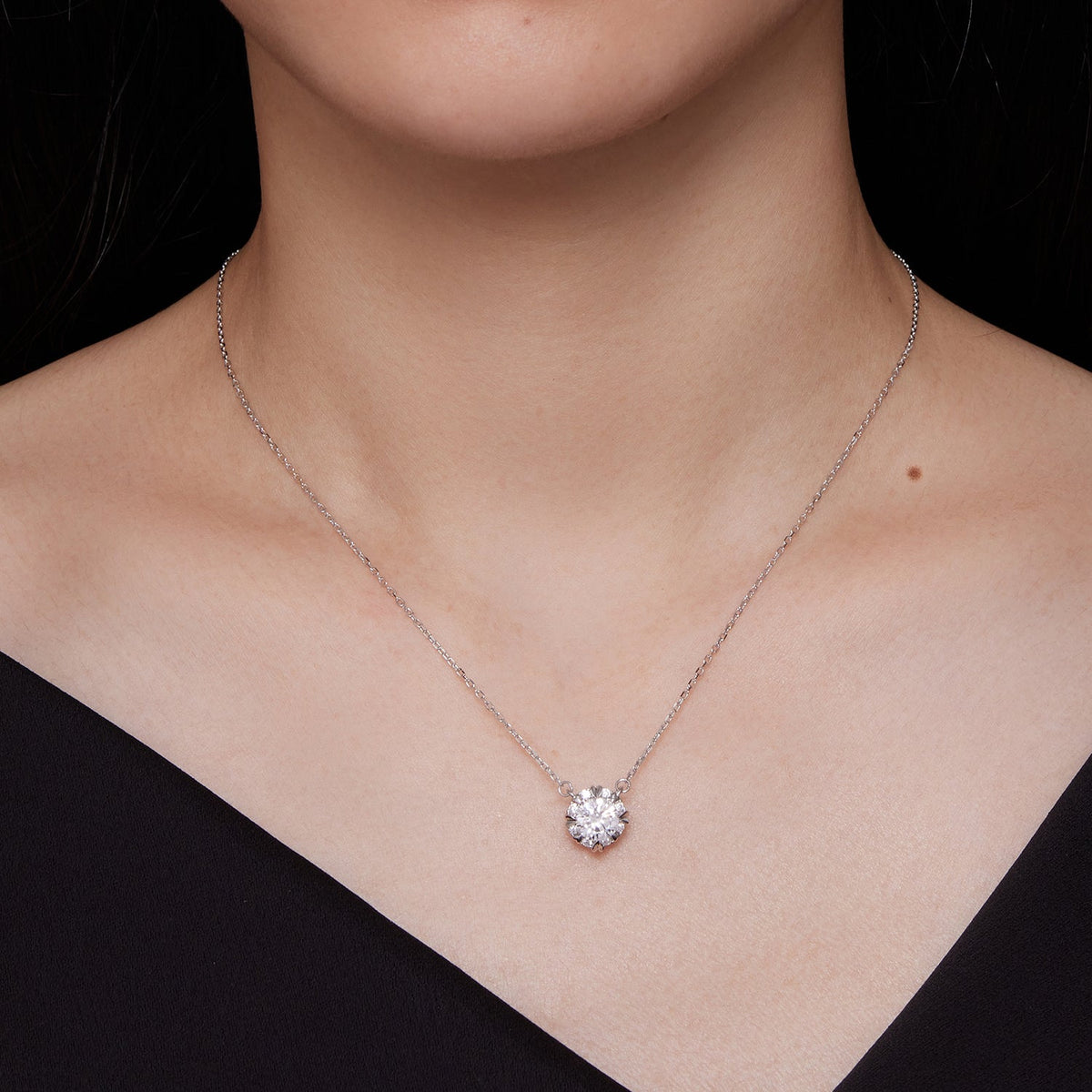 Sterling Silver Moissanite Pavé Necklace