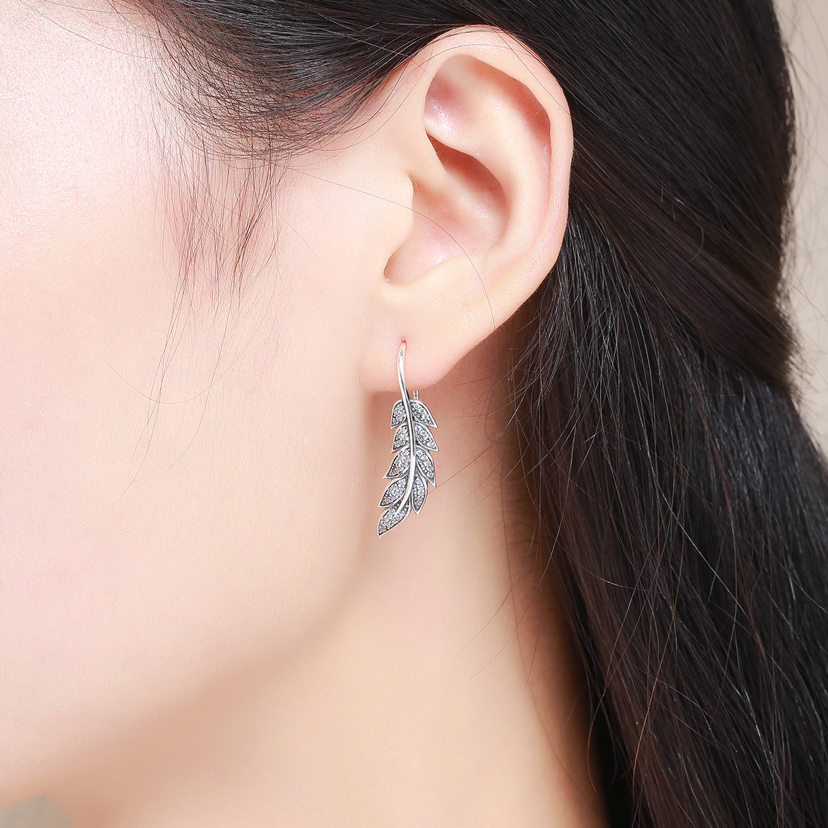 Sterling Silver Pavé CZ Drop Earrings