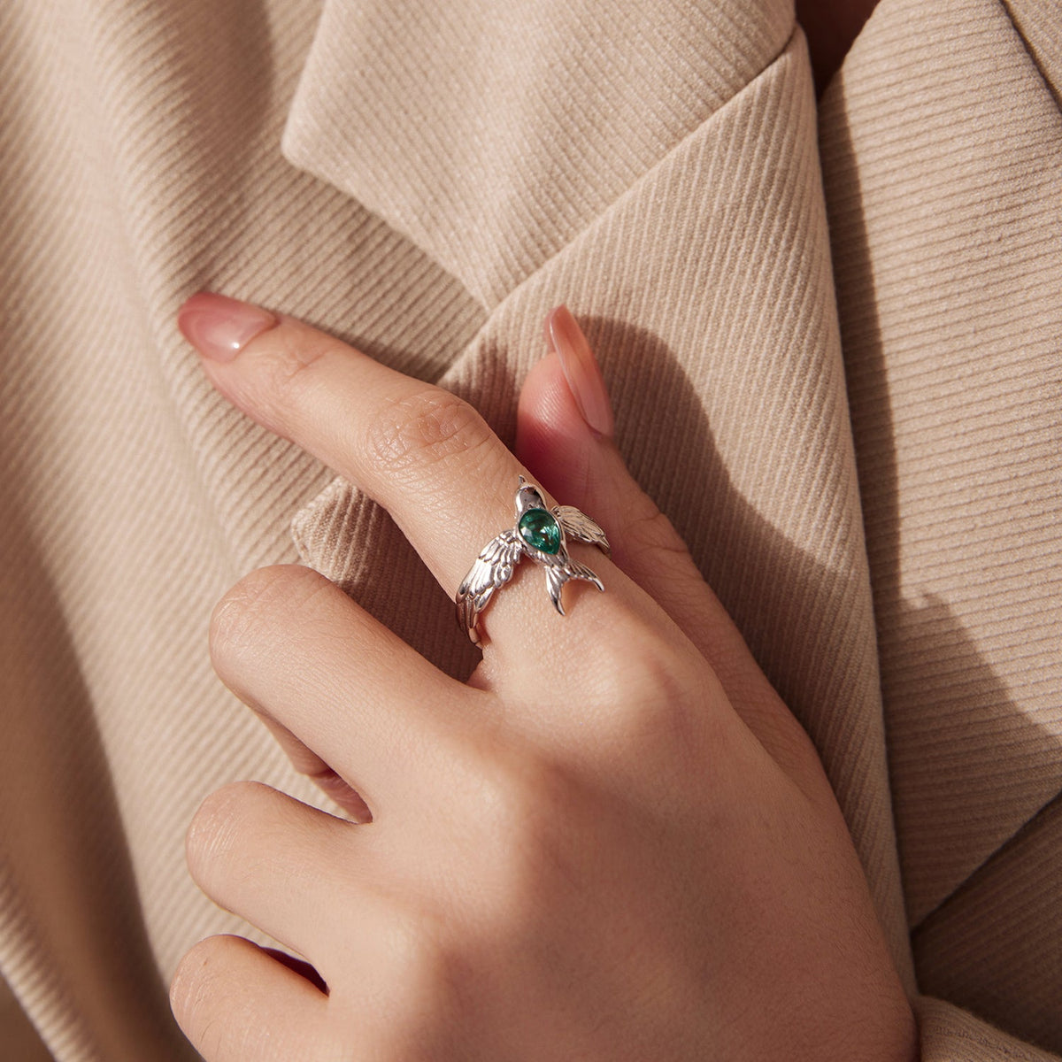 Sterling Silver Transparent Glass Ring