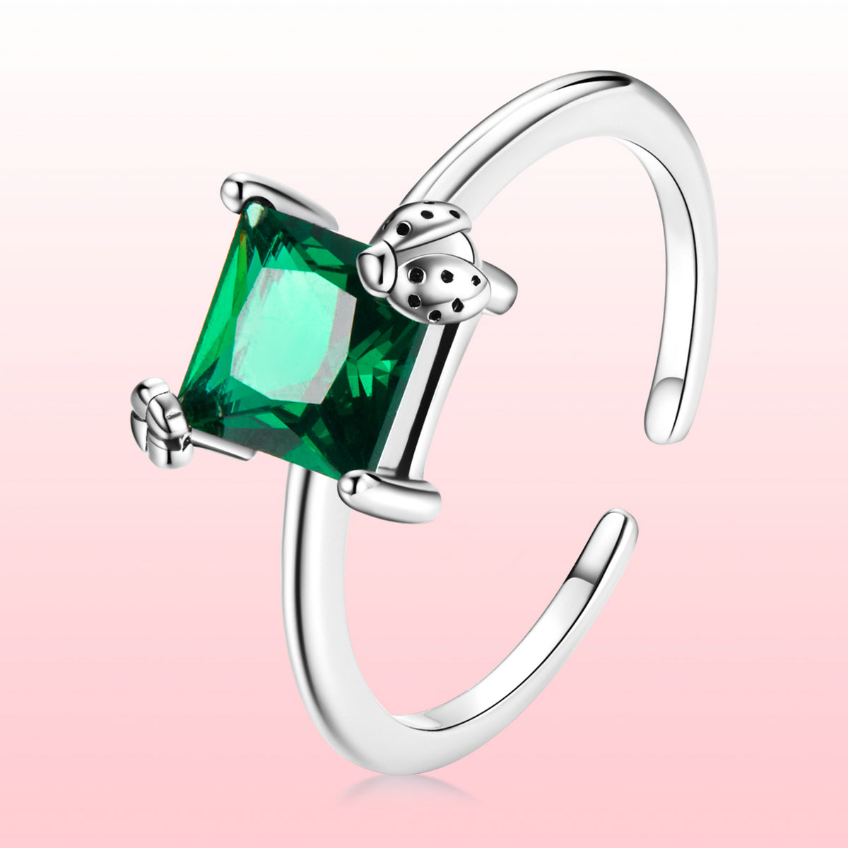 Sterling Silver Oxidized Cubic Zirconia Pavé Ring