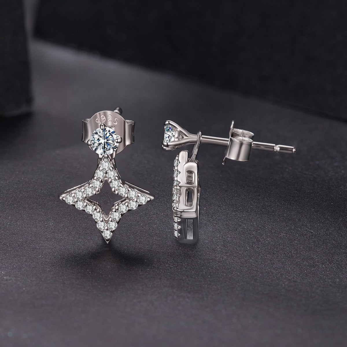 Sterling Silver Moissanite Pave Earrings