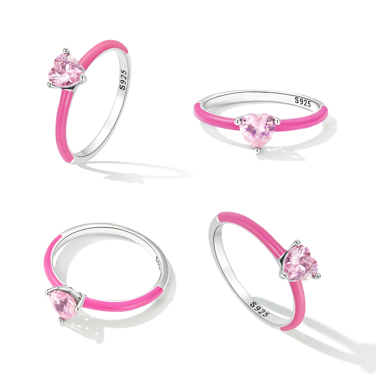 Sterling Silver Enamel Pavé CZ Ring