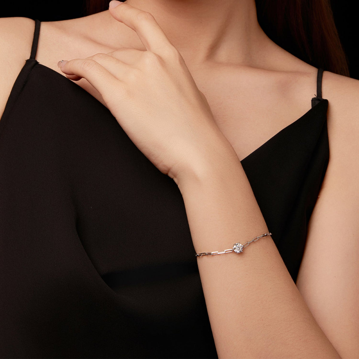 Sterling Silver White Gold Plated Moissanite Bracelet