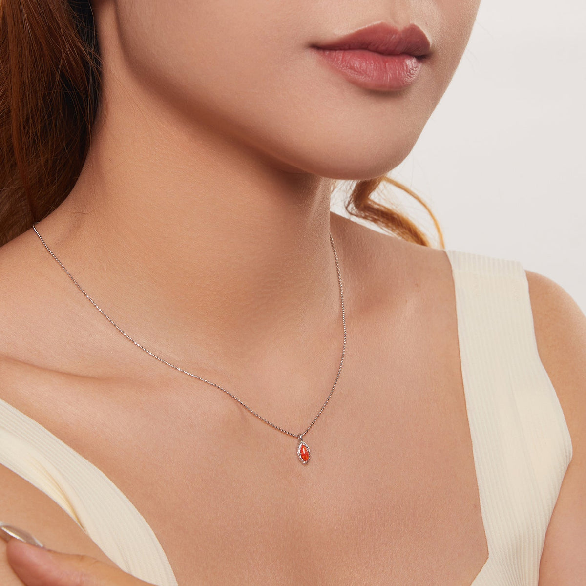 Sterling Silver Synthetic Opal Pendant Necklace