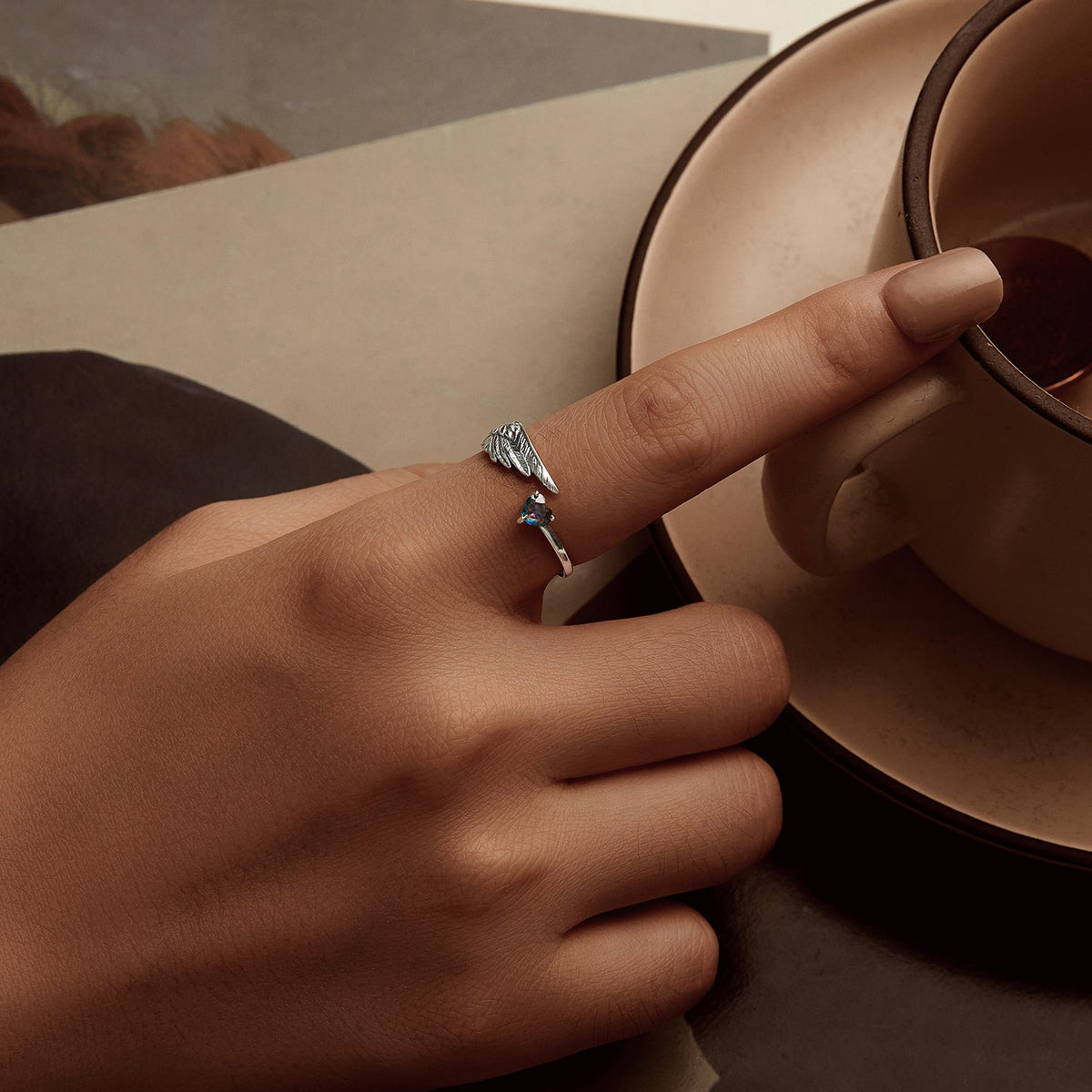 Sterling Silver Transparent Glass Ring