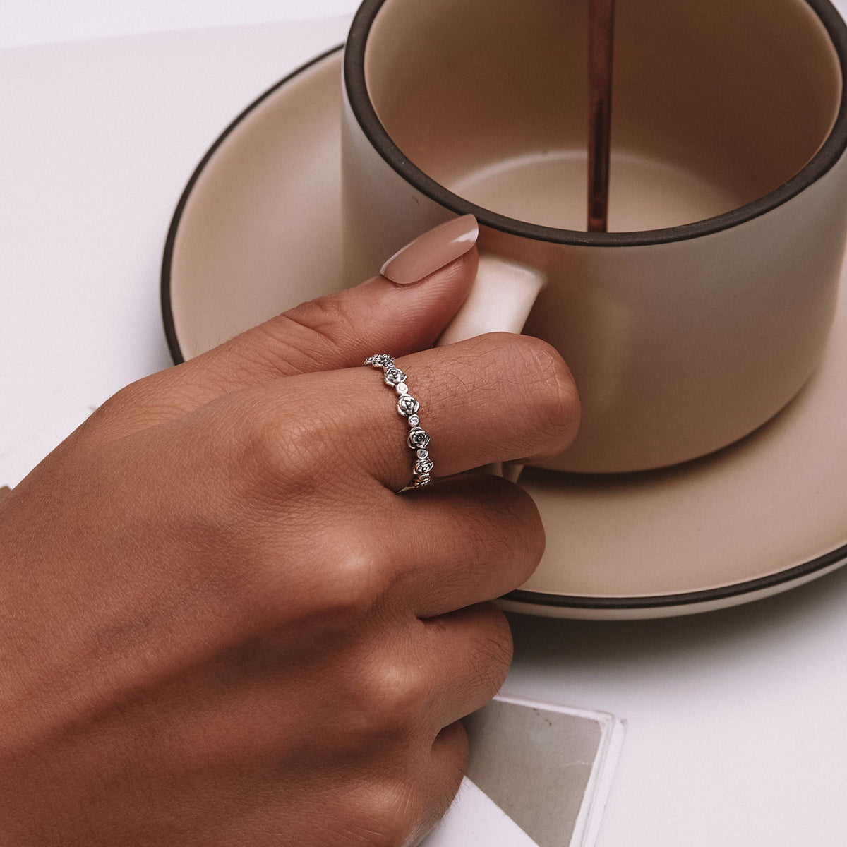 Oxidized Sterling Silver Pavé Cubic Zirconia Ring