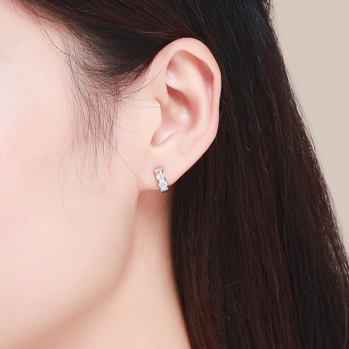 Platinum-Plated Sterling Silver Pavé CZ Earrings