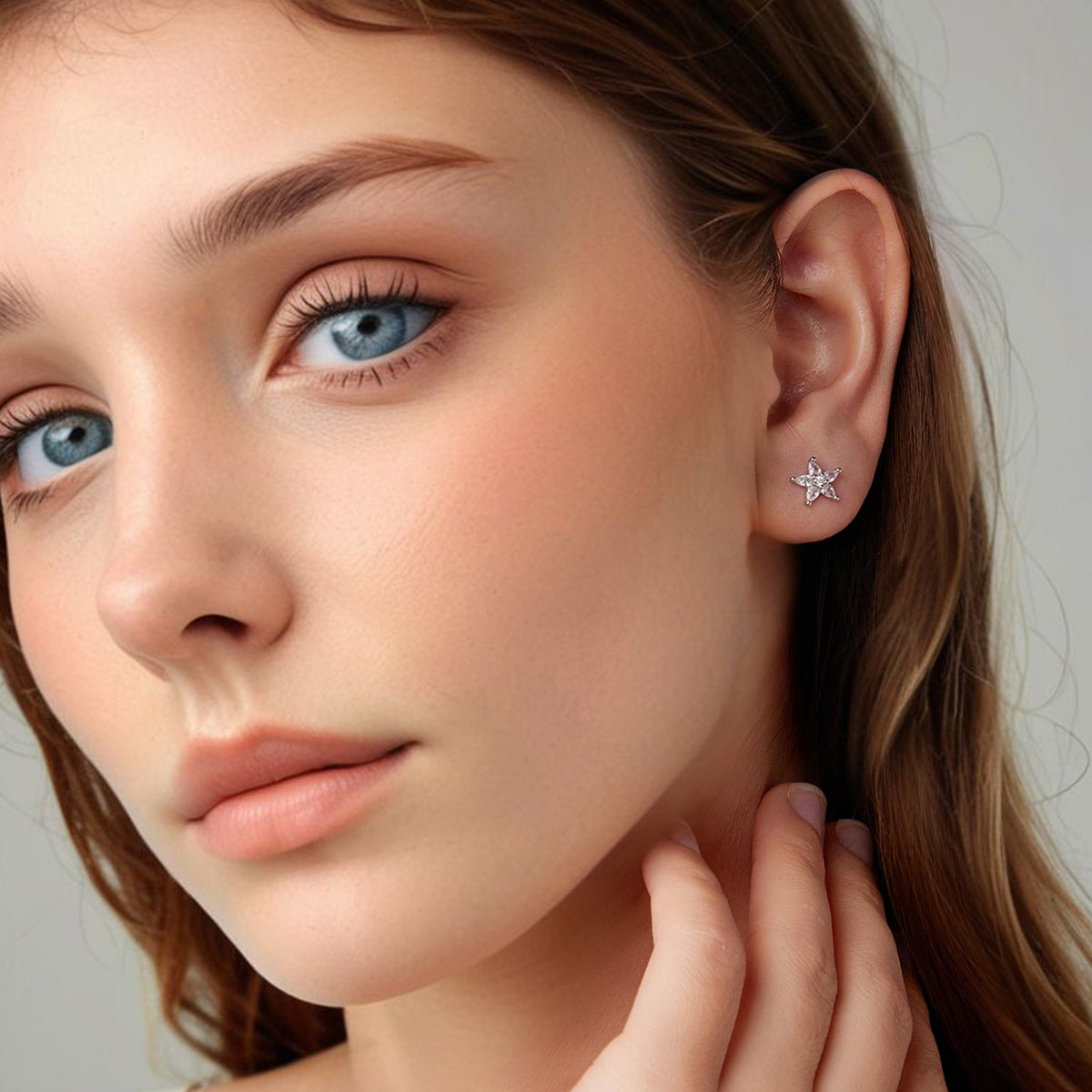 Sterling Silver Pavé CZ Stud Earrings