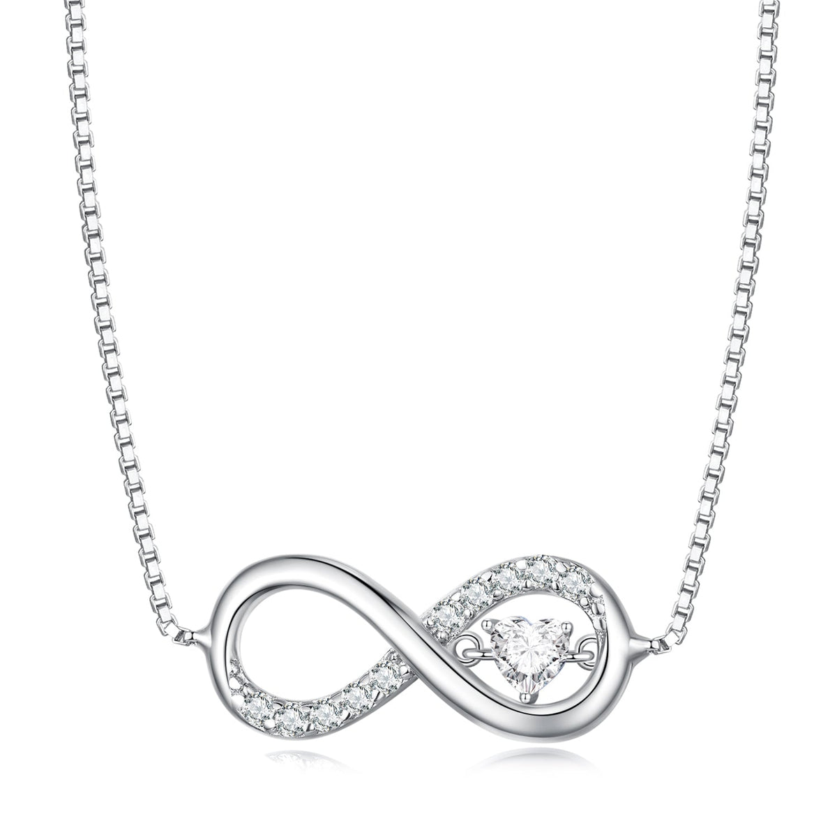 Sterling Silver Pavé CZ Platinum Plated Adjustable Necklace