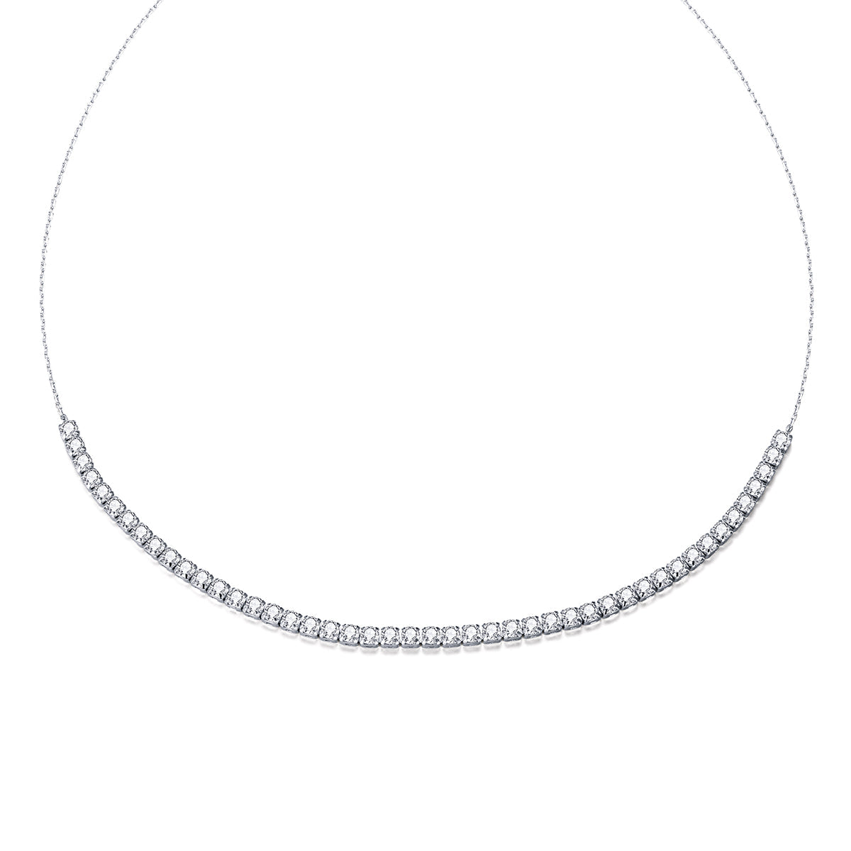 Sterling Silver Pavé CZ Adjustable Necklace