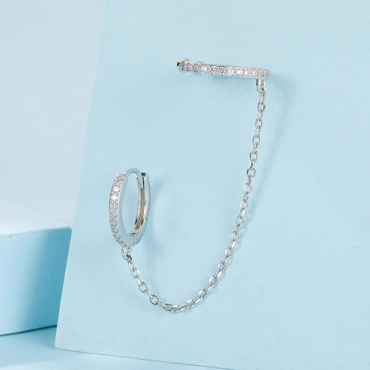 Sterling Silver Pavé CZ Drop Earrings