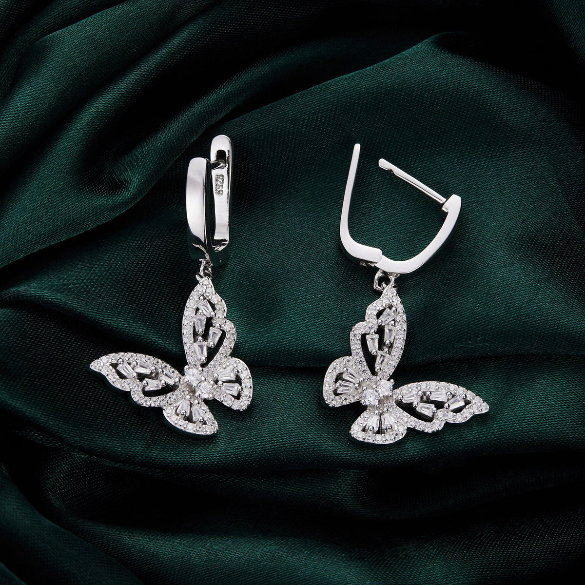 Sterling Silver Pavé Cubic Zirconia Drop Earrings