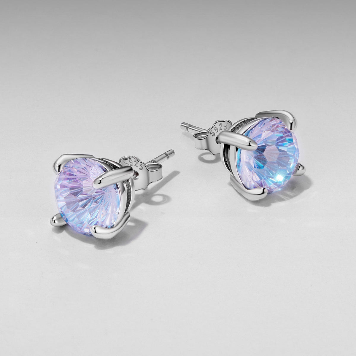 Sterling Silver Pavé CZ Oxidized Stud Earrings
