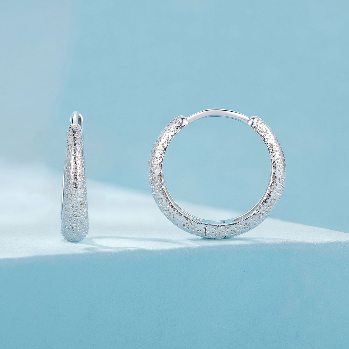 Sterling Silver Platinum Plated Hoop Earrings