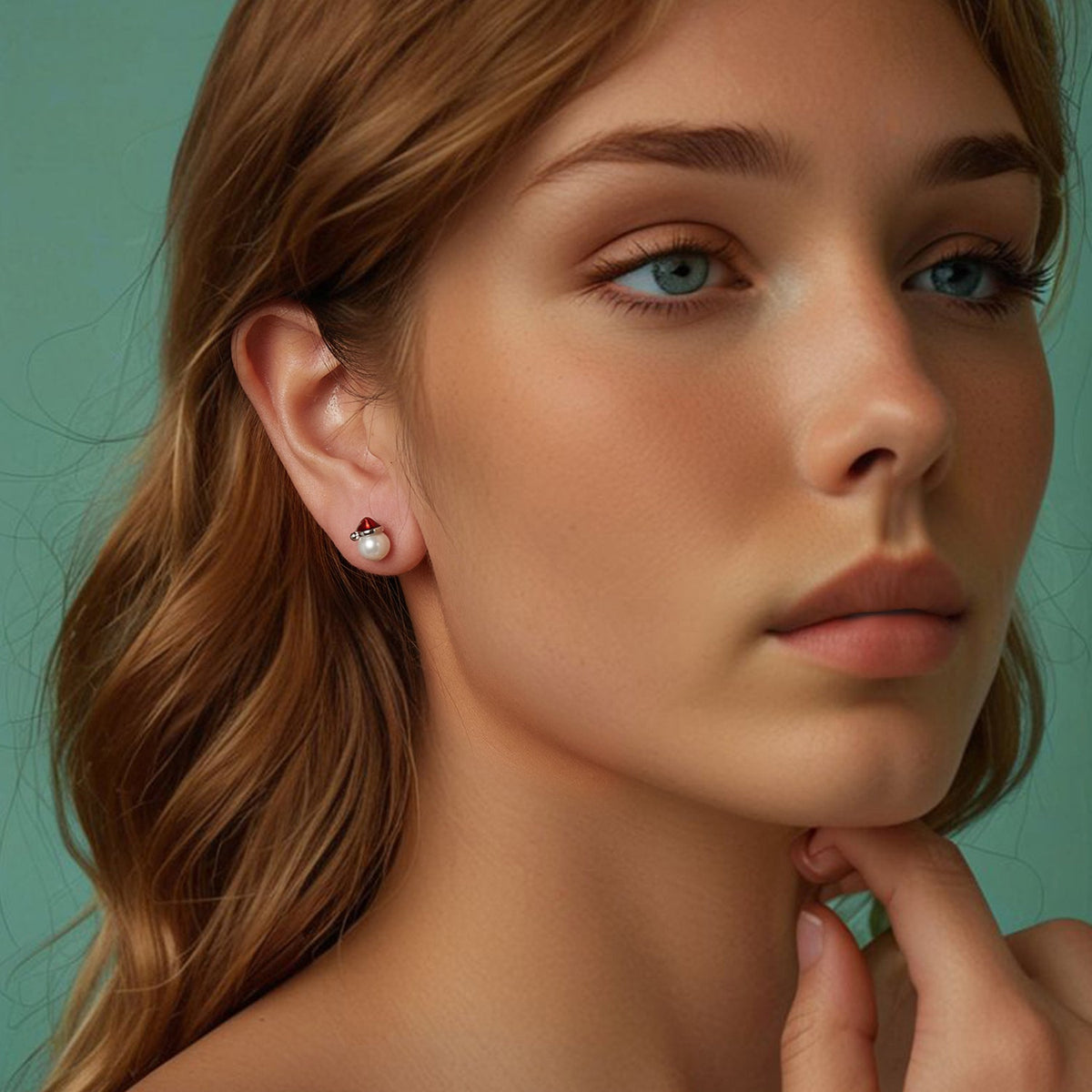 Sterling Silver White Gold Plated Enamel Shell Pearl Earrings