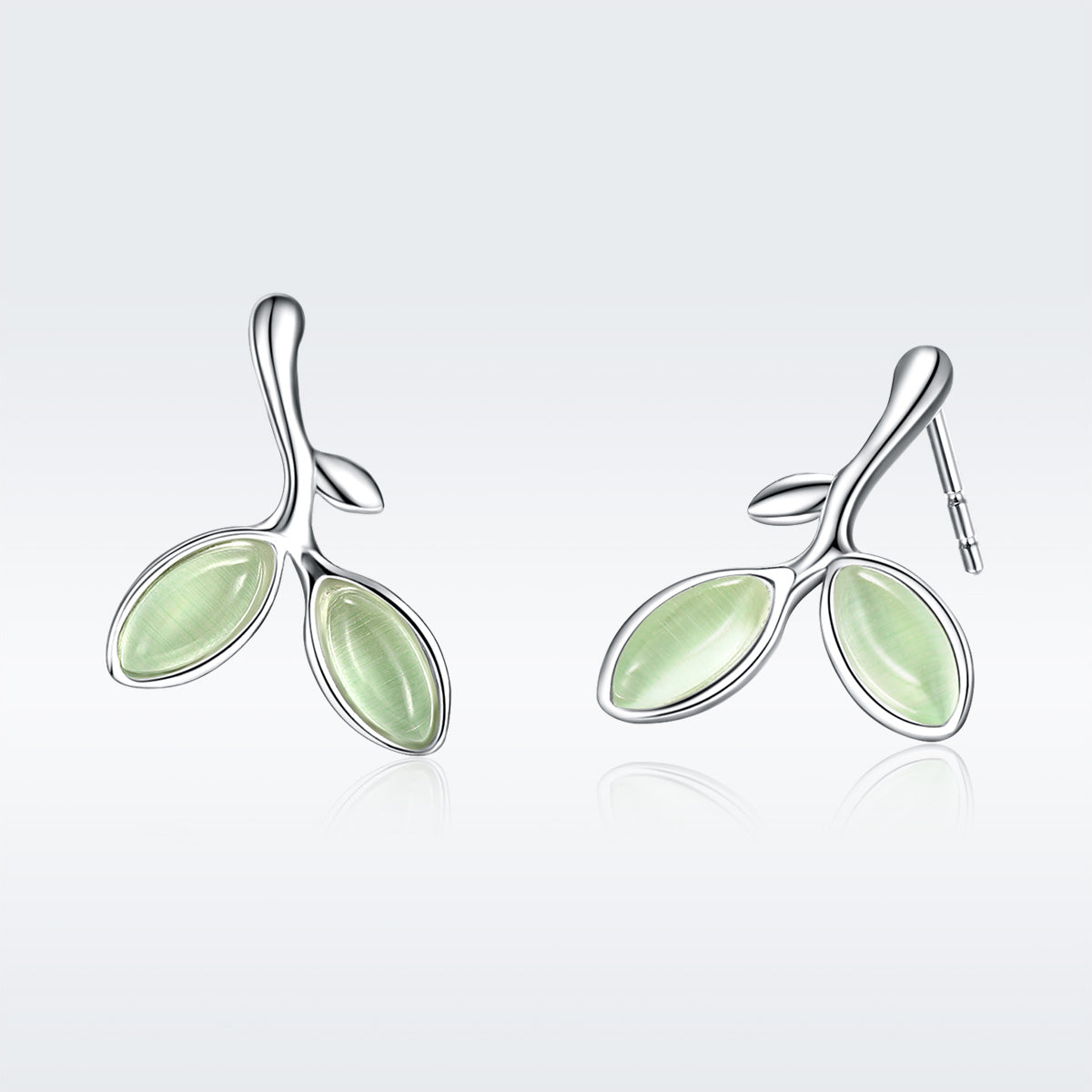 Sterling Silver Platinum Plated Synthetic Opal Earrings