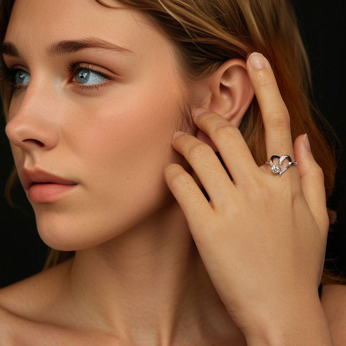 Sterling Silver Moissanite Heart Ring