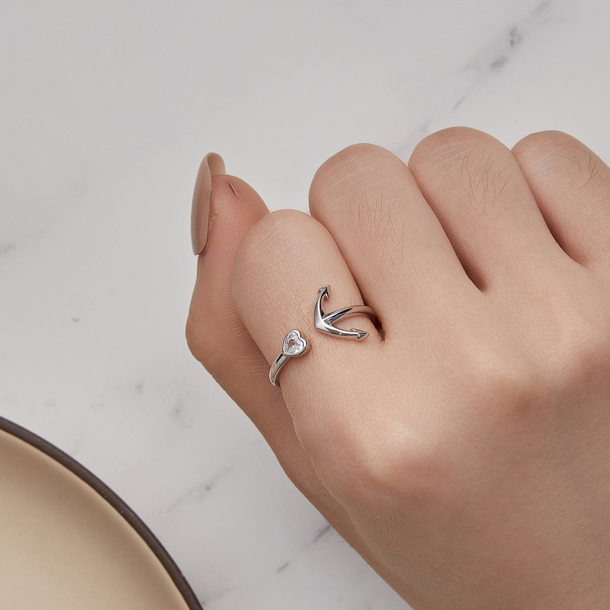 Sterling Silver Platinum Plated Pavé Cubic Zirconia and Spinel Ring