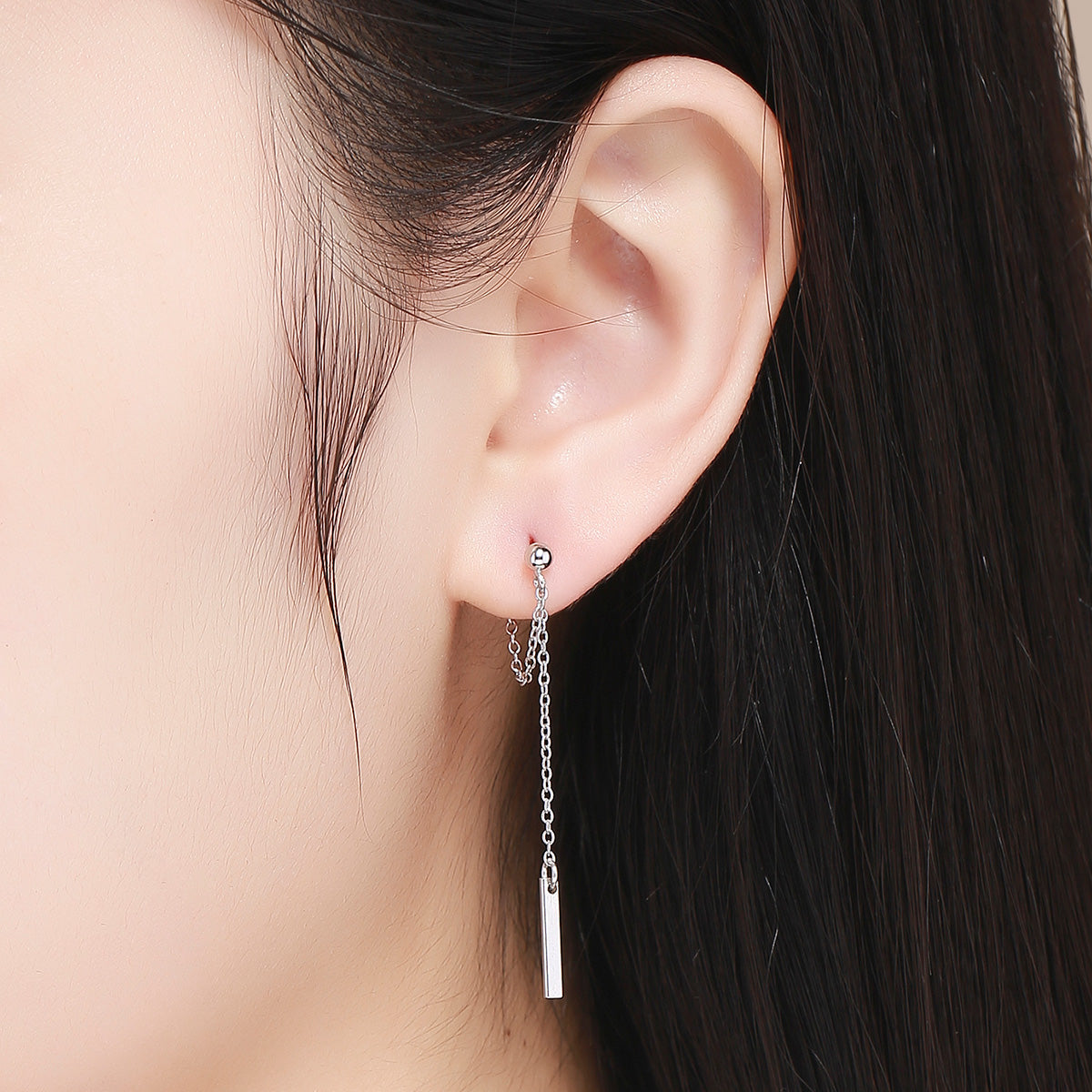 Sterling Silver Platinum Plated Post-Back Earrings