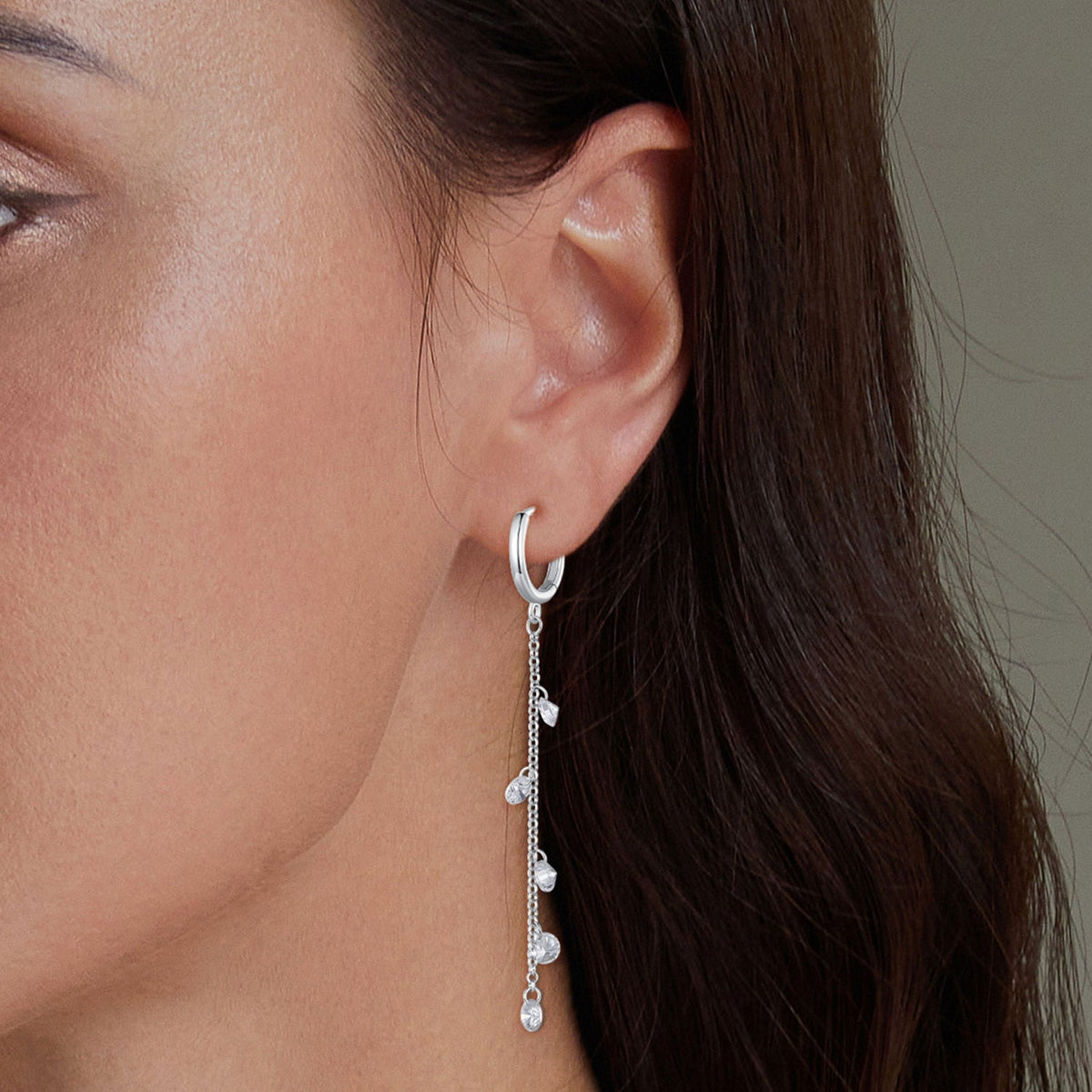 Sterling Silver Pavé CZ Hoop Earrings