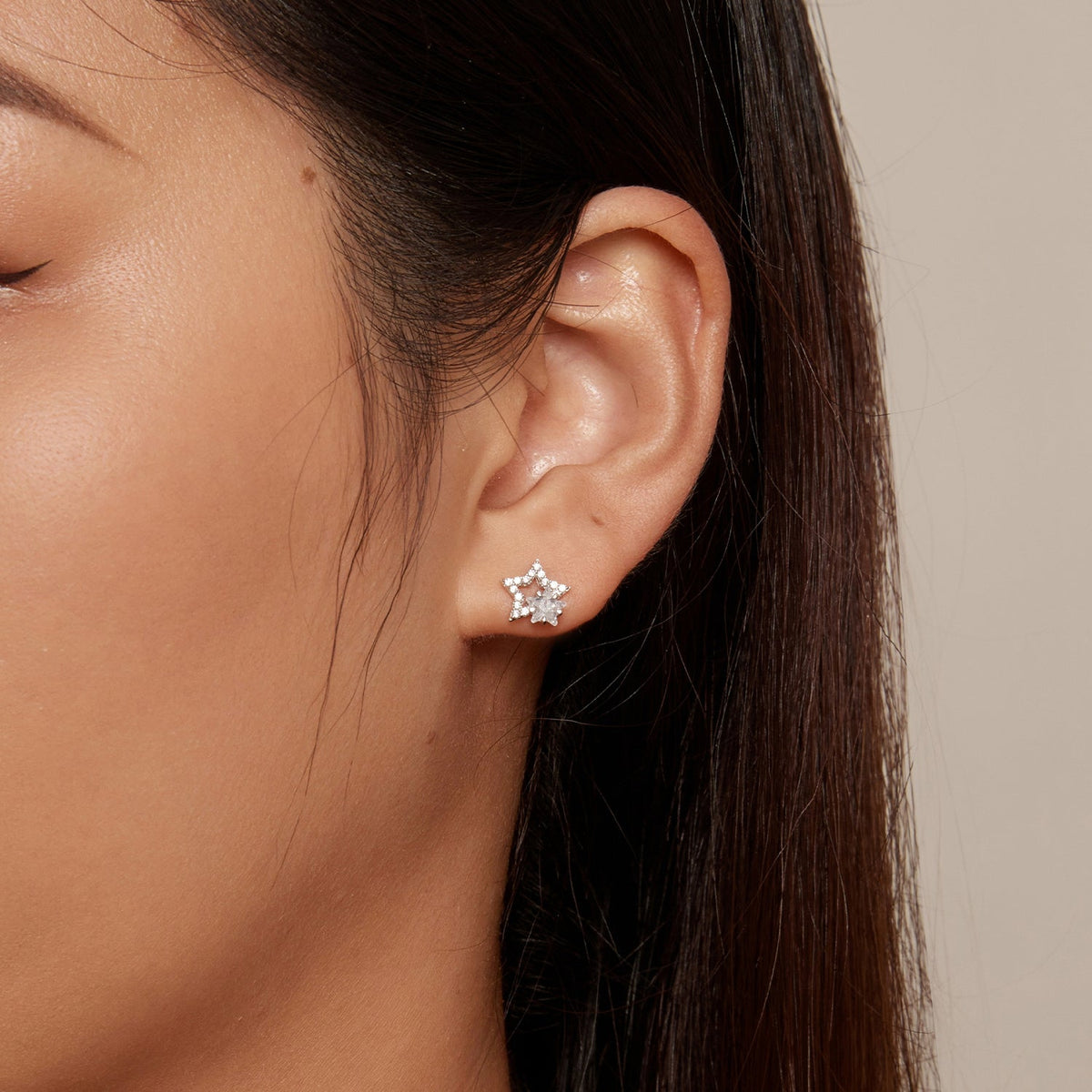 Sterling Silver Pavé Cubic Zirconia Stud Earrings