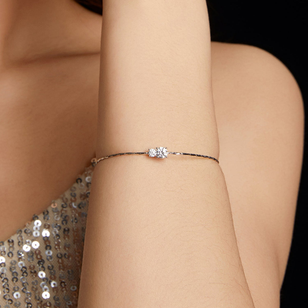 Sterling Silver White Gold Plated Moissanite Bracelet