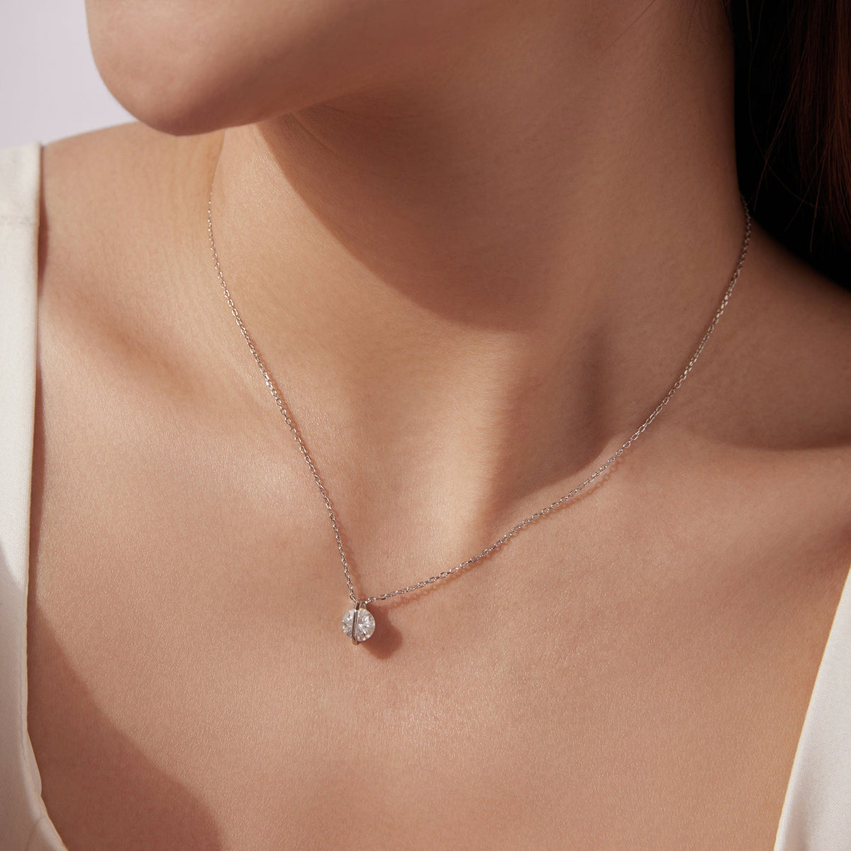 Sterling Silver Gold Plated Moissanite Pendant Necklace