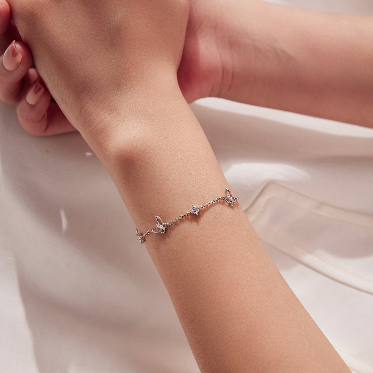 Sterling Silver White Gold Plated Moissanite Bracelet