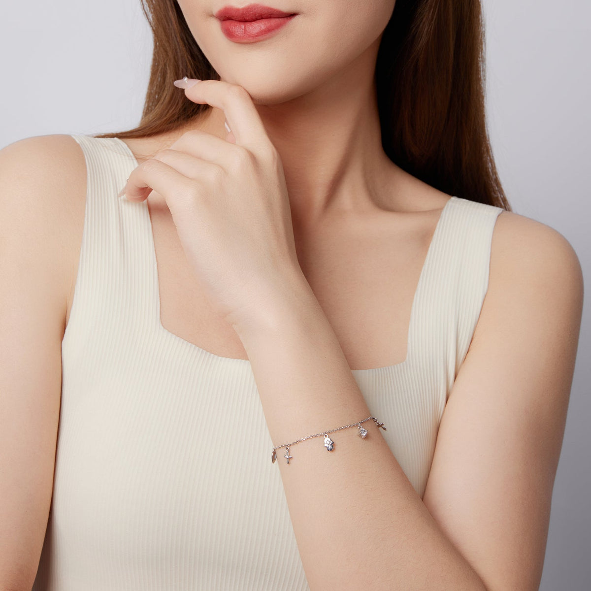 Sterling Silver White Gold Plated Pavé CZ Bracelet