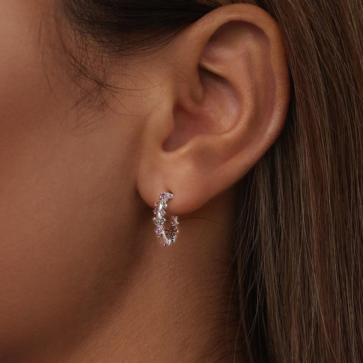 Sterling Silver Pavé CZ White Gold Plated Earrings