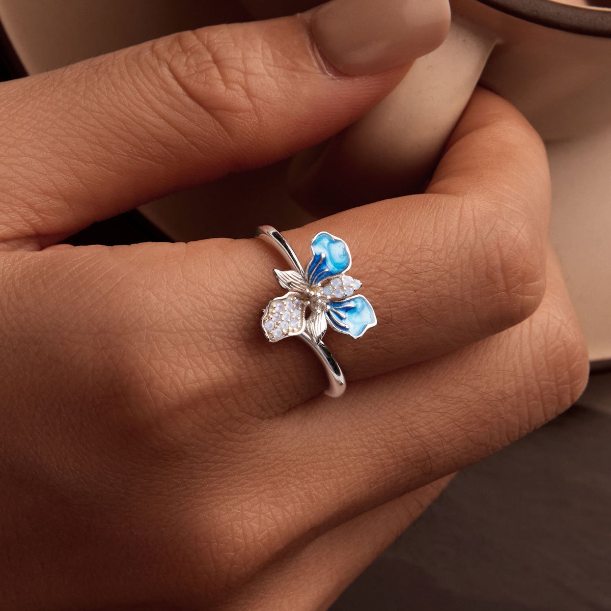 Sterling Silver Opal Enamel Ring