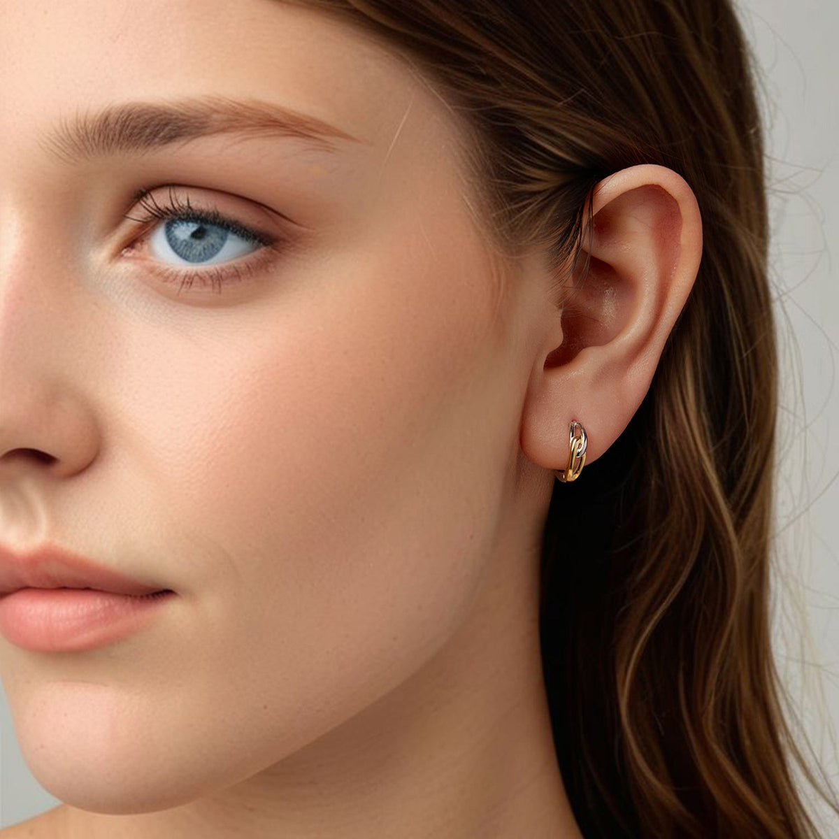 Sterling Silver White Gold and Gold Plated Earrings