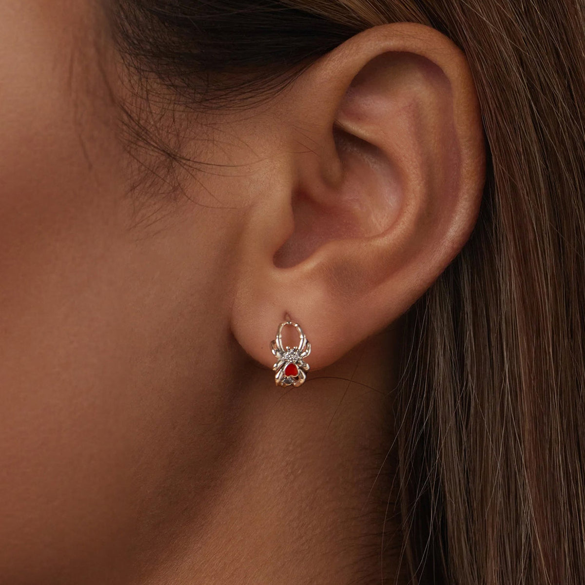 Sterling Silver CZ, Enamel Earrings