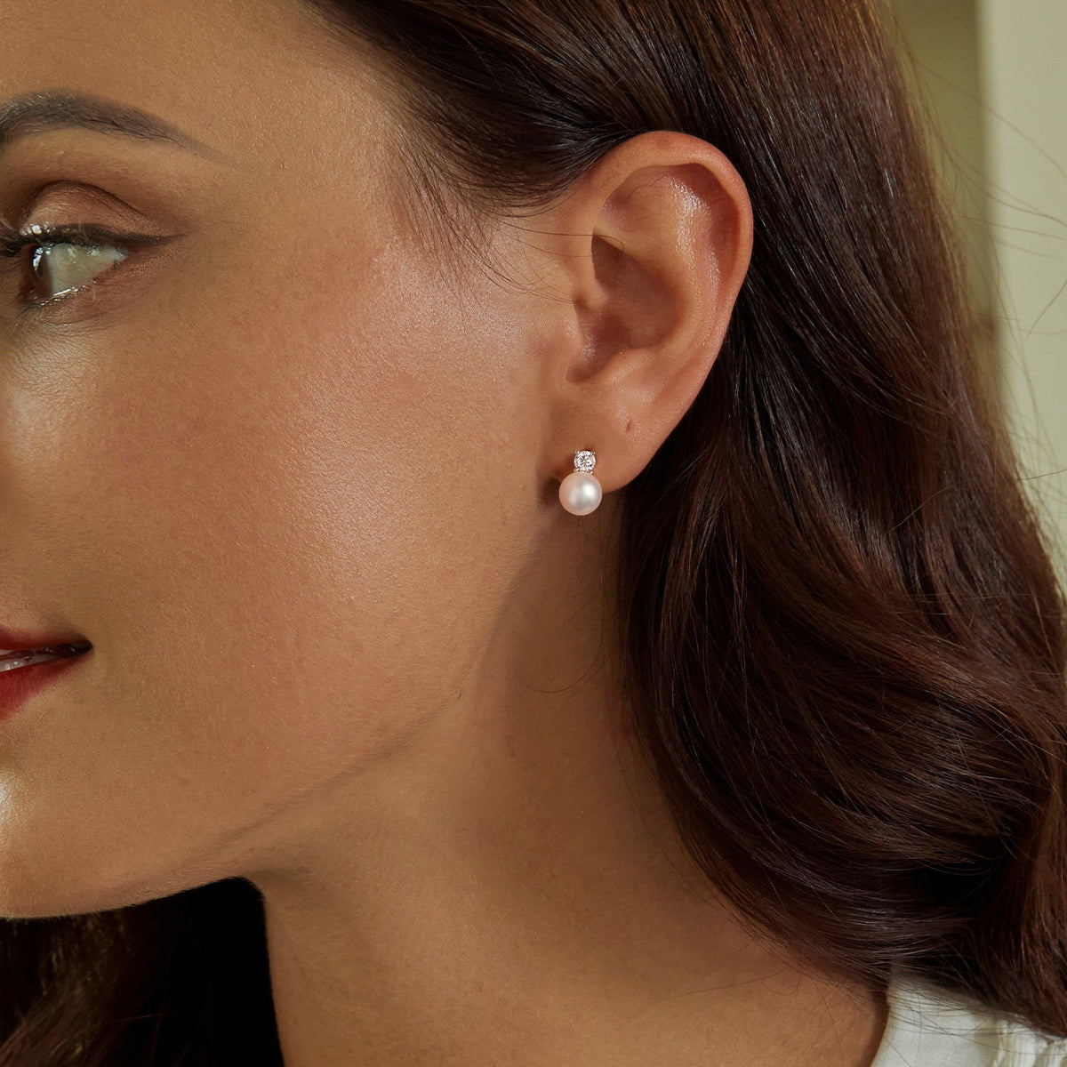 Sterling Silver Moissanite and Freshwater Pearl Drop Earrings