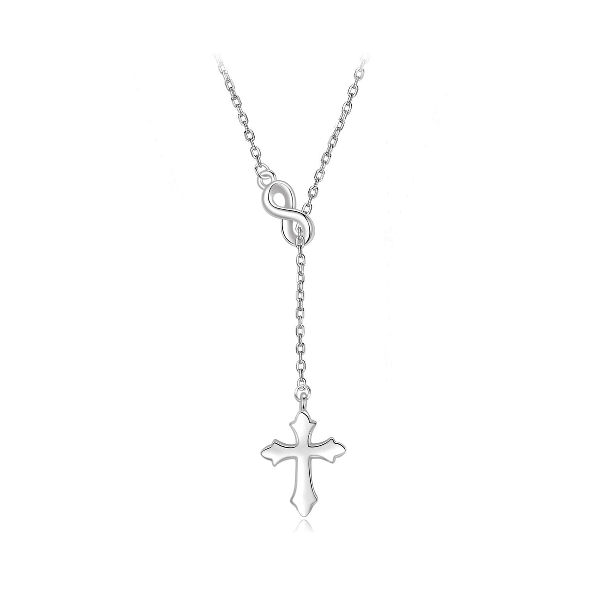 Sterling Silver White Gold Plated Crucifix Necklace