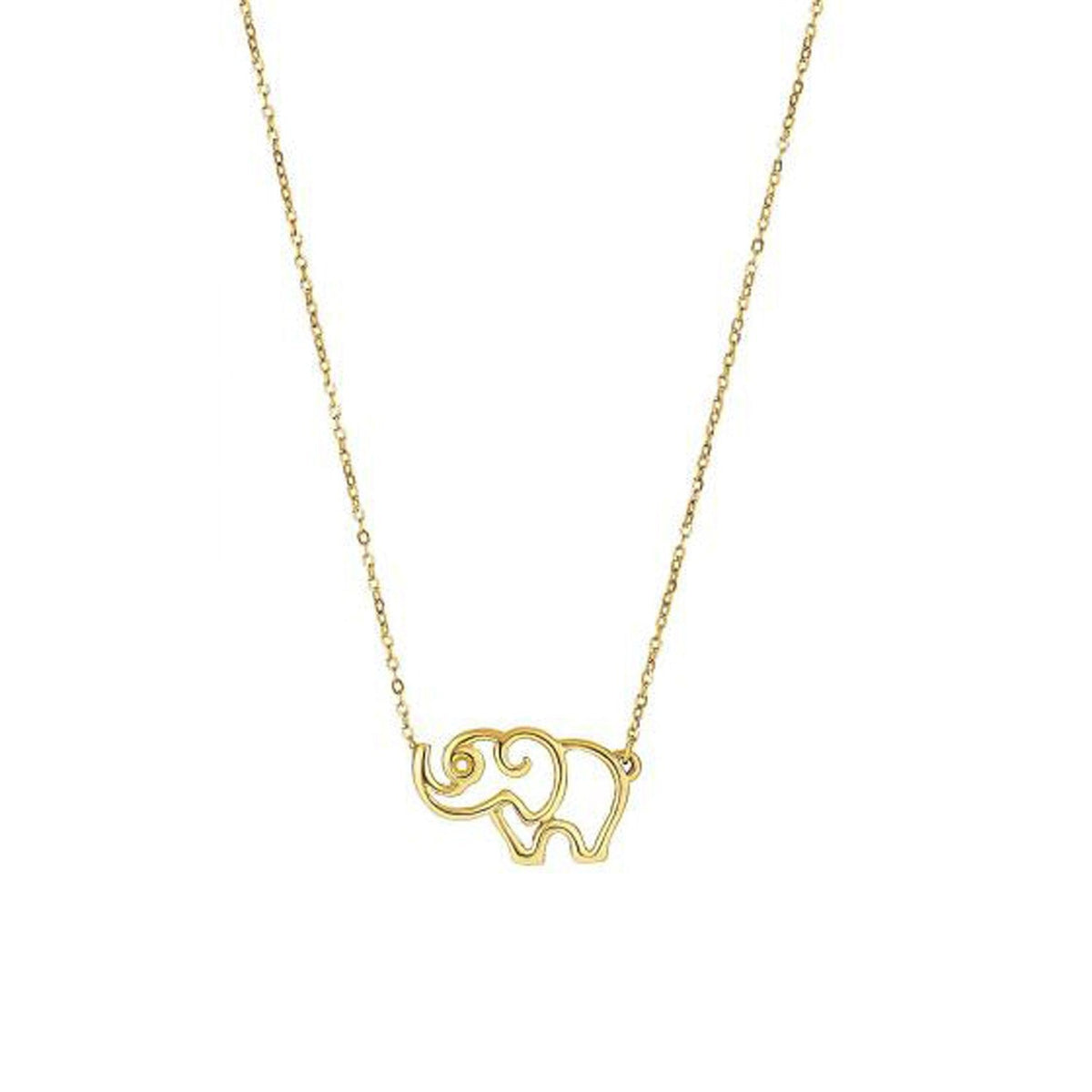 14K Yellow Gold Elephant Necklace