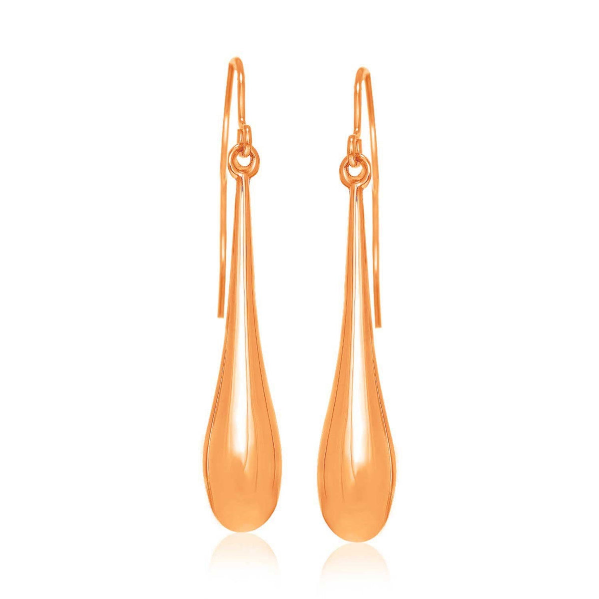 14K Rose Gold Polished Teardrop Dangling Earrings