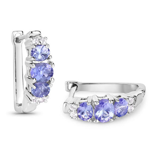 Sterling Silver Tanzanite and White Topaz Drop Earrings