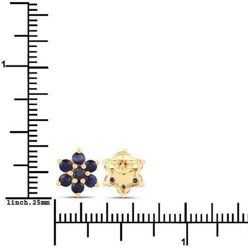 10K Yellow Gold Blue Sapphire Stud Earrings