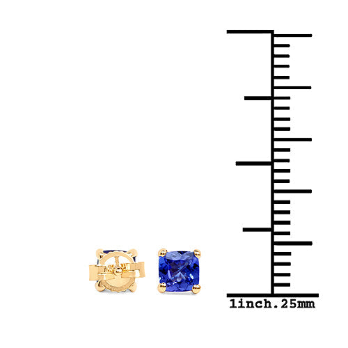 14K Yellow Gold Tanzanite Solitaire Stud Earrings