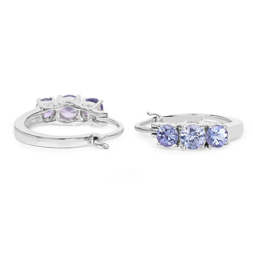 Sterling Silver Tanzanite Huggies Earrings