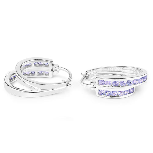 Sterling Silver Tanzanite Clip-On Earrings