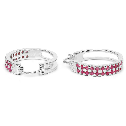 Sterling Silver Ruby Cluster Earrings