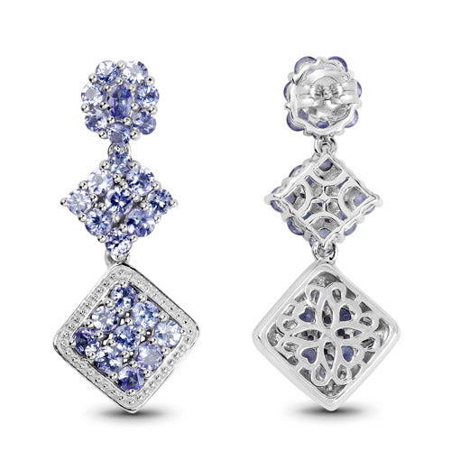 Tanzanite Rhodium-Plated Sterling Silver Dangle Earrings