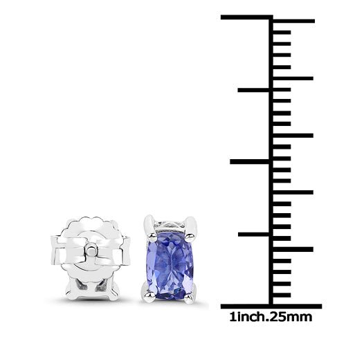Tanzanite Cushion Solitaire Earrings