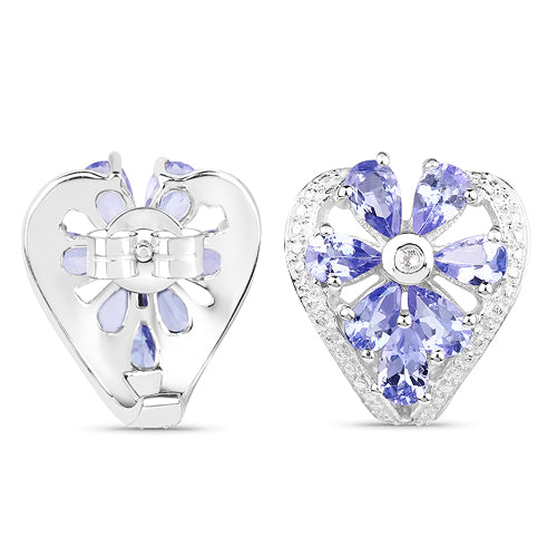 Sterling Silver Tanzanite & White Topaz Stud Earrings