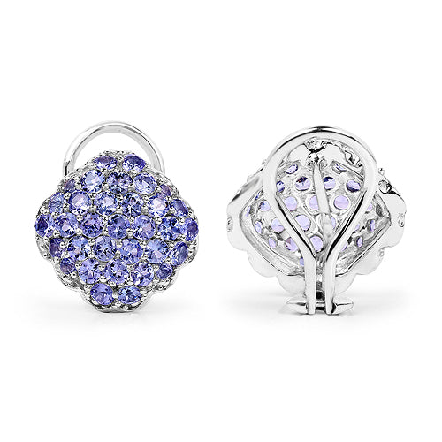 Tanzanite Rhodium-Plated Sterling Silver Stud Earrings