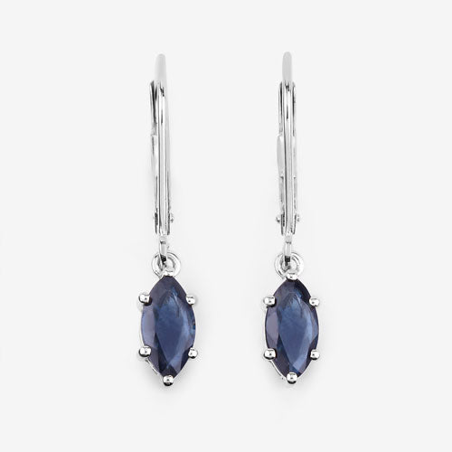 1.20 Carat Genuine Blue Sapphire 10K White Gold Earrings