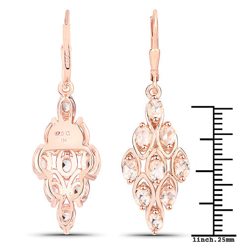 UndeniablyLuxe Morganite 18K Rose Gold Plated Sterling Silver Drop Earrings